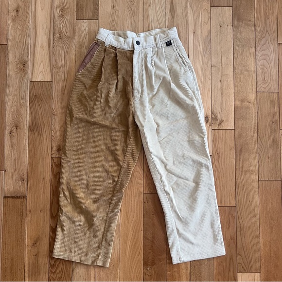 PLAYBOY Pants - Vintage Playboy Corduroy Pleated Two Tone Brown Beige Pants Size 25
